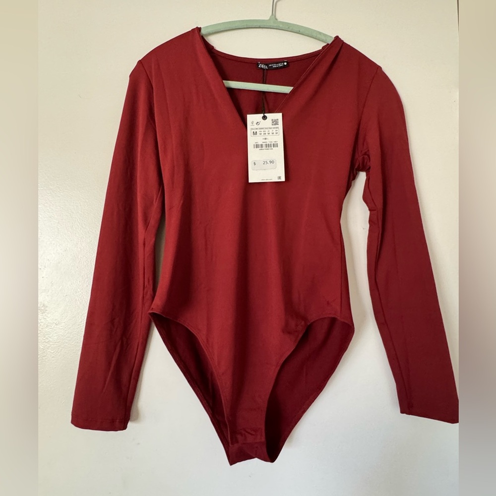 Zara dark red bodysuit NWT